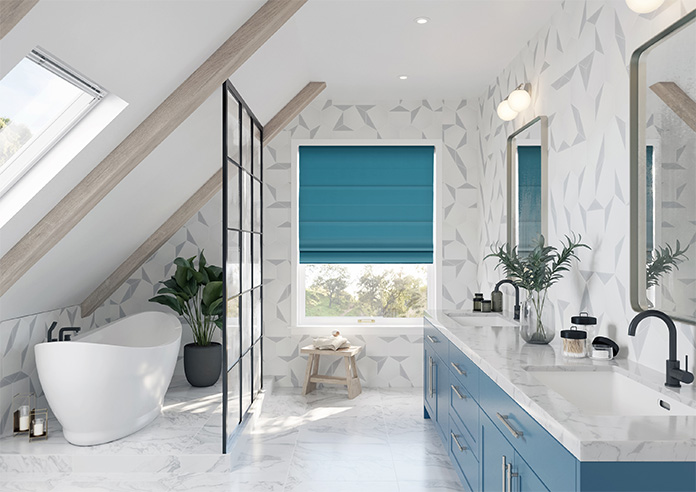 Kyoto Faux Silk, Azure - Motorised Roman Blind - Image 8